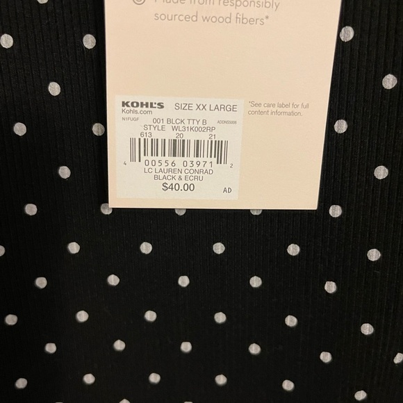 BODYSUIT LC LAUREN CONRAD-BLACK ALLOVER WHITE Polkadot NWT 92% rayon 8% spandex - Picture 6 of 10